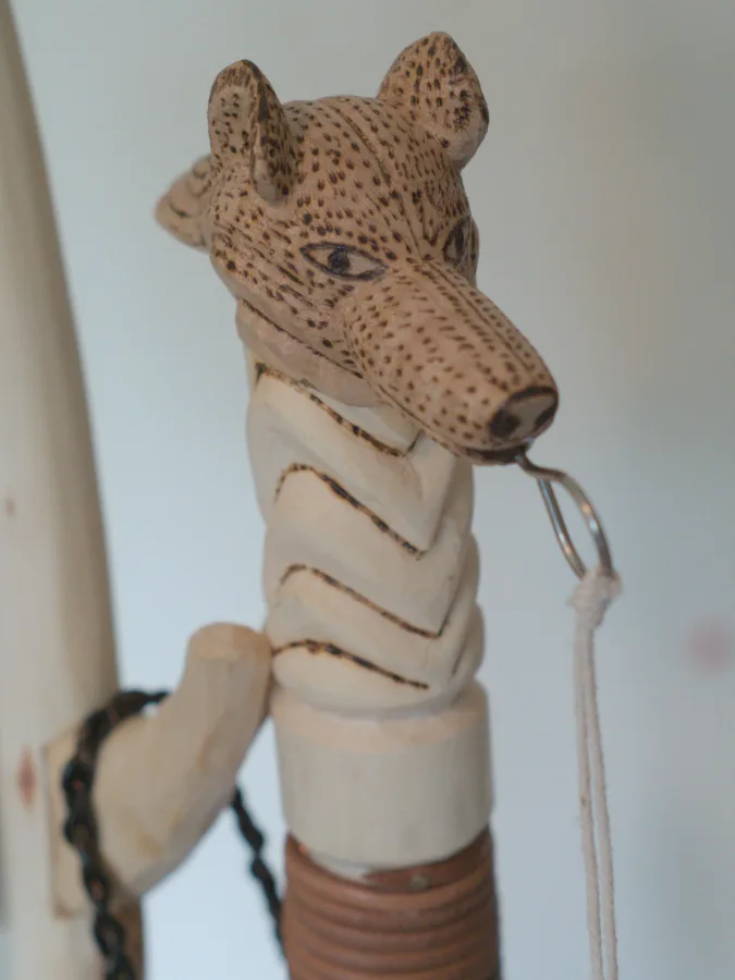Wolf head grounding staff - view one