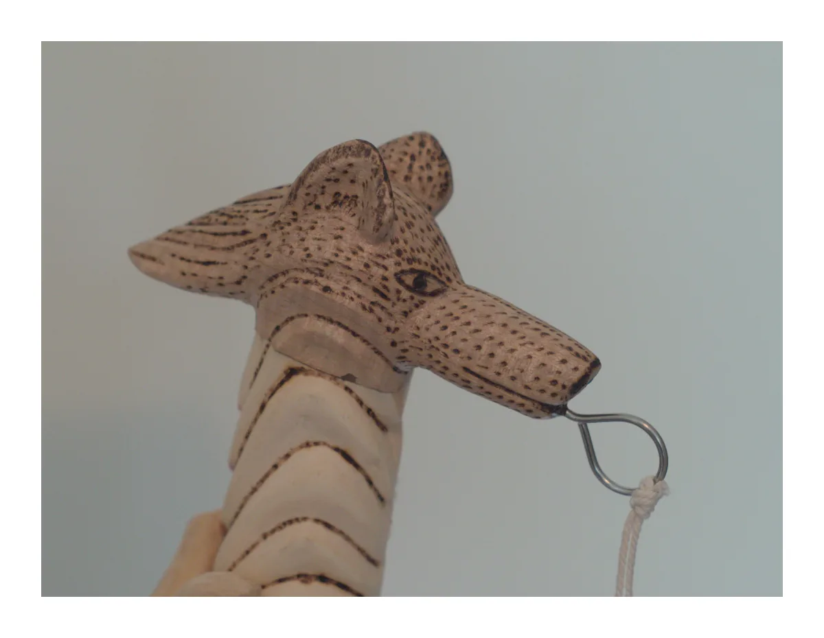 Wolf head grounding staff - view two